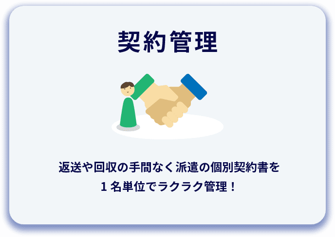 契約管理 返送や回収の手間なく派遣の個別契約を1名単位でラクラク管理！