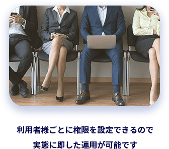 利用者様ごとに権限を設定できるので実態に即した運用が可能です